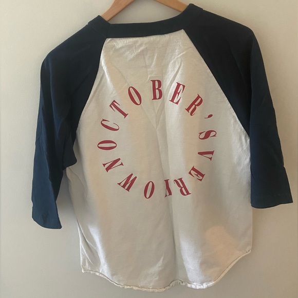 OVO Baseball Tee. Medium. Off-white/Dark Blue Sleeves. Unisex. Lightly Worn. - Picture 2 of 3